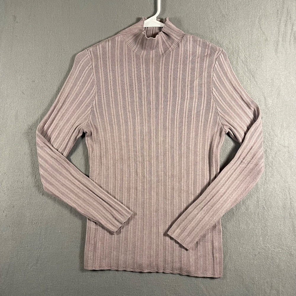 Abercrombie & Fitch Womens XL Ribbed Mock Neck Sweater Mauve Pink Y2K Stretch